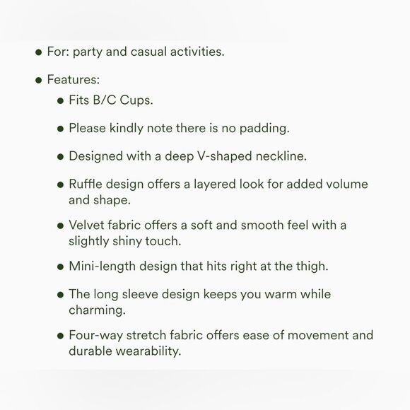 Halara Everyday Deep V Neck Long Sleeve Ruffled Hem
Velvet Mini Dress Xs NWT - Picture 10 of 12